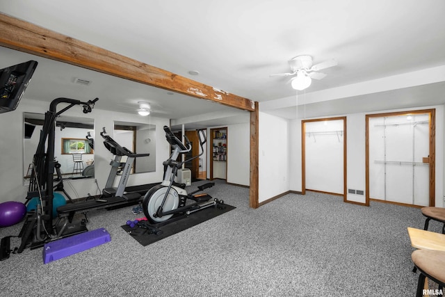 5003 48th St, Moline, IL 61265 - exercise area featuring ceiling fan and baseboards