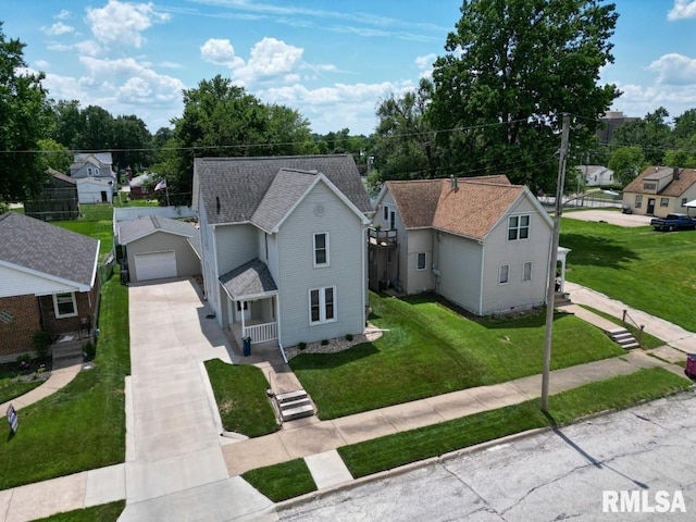 2024 Lind St, Quincy, IL 62301 - view of front of house featuring a garage, roof with shingles, a front lawn, concrete driveway, and a residential view