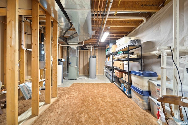 627 10th Ave, Silvis, IL 61282 - unfinished basement with water heater and heating unit