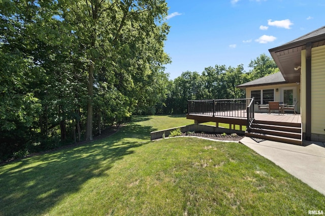 627 10th Ave, Silvis, IL 61282 - view of grassy yard featuring a deck