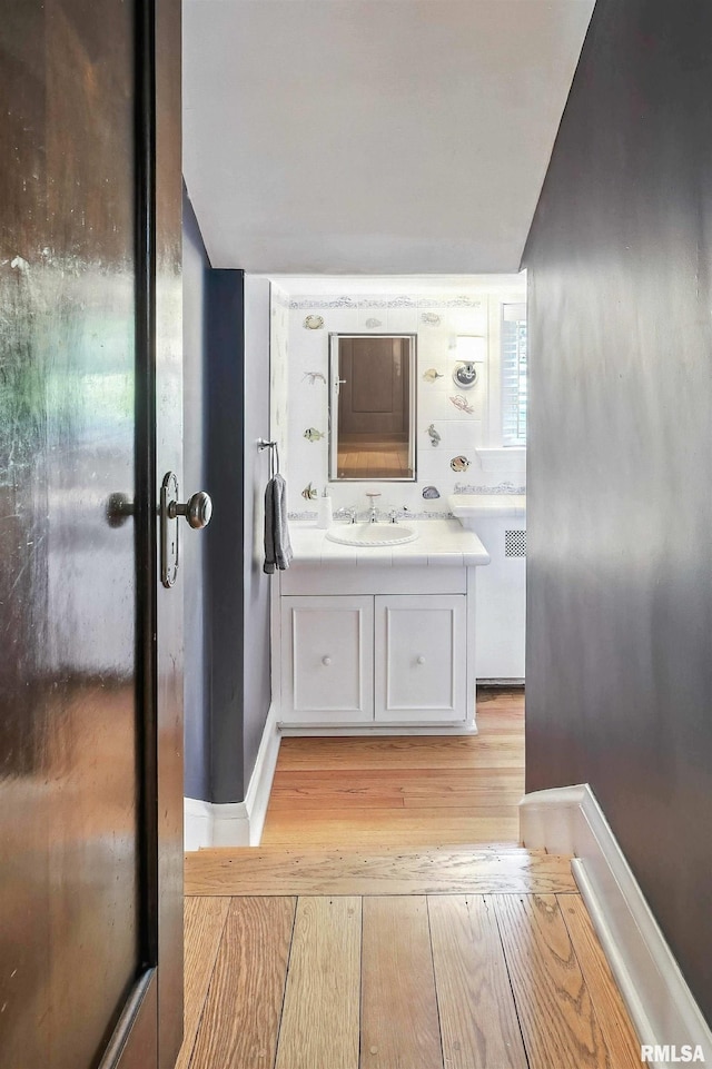118 Ridgewood Ave, Davenport, IA 52803 - bathroom with hardwood / wood-style floors and vanity