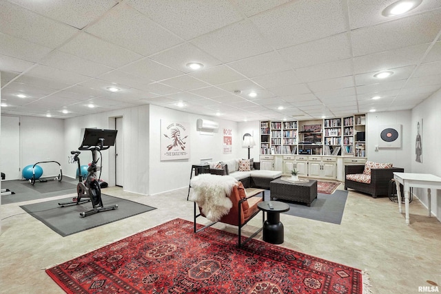 118 Ridgewood Ave, Davenport, IA 52803 - living area with a wall mounted AC, recessed lighting, and carpet floors