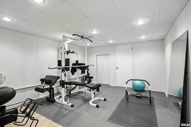 118 Ridgewood Ave, Davenport, IA 52803 - exercise area featuring a paneled ceiling and recessed lighting