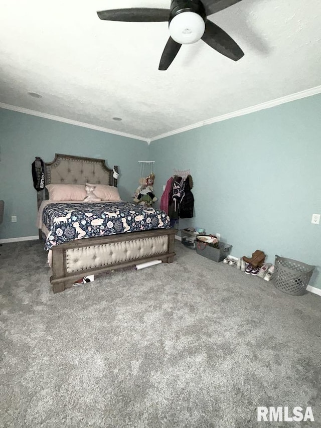 15293 Wall St, Carterville, IL 62918 - carpeted bedroom featuring crown molding and ceiling fan