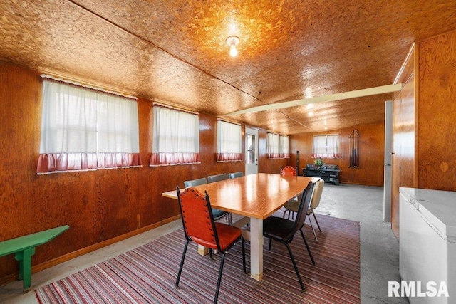 202 Washington Ave, Osco, IL 61274 - dining space featuring carpet floors and wood walls