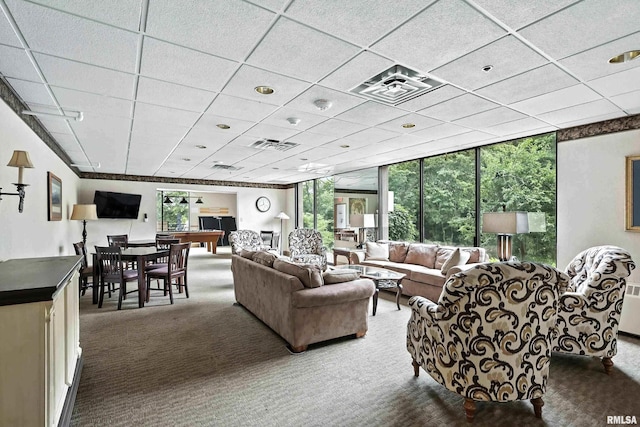 1800 7th St Unit 10E, East Moline, IL 61244 - living room featuring carpet floors and floor to ceiling windows