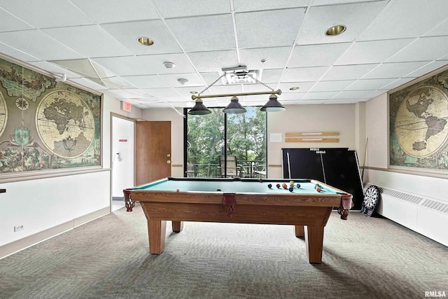 1800 7th St Unit 10E, East Moline, IL 61244 - game room with carpet floors, billiards, and a paneled ceiling