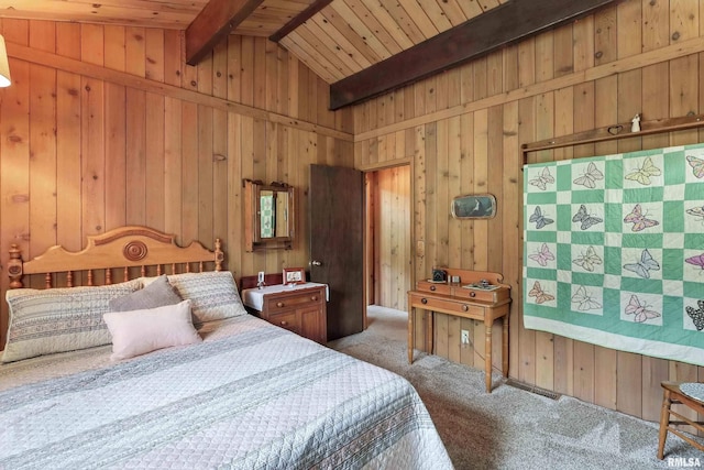 28002 230th St, Le Claire, IA 52753 - bedroom with carpet, wooden walls, and wooden ceiling