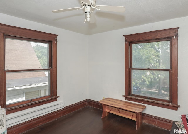 1610 12th Ave, Rock Island, IL 61201 - empty room with a baseboard radiator, wood finished floors, and ceiling fan