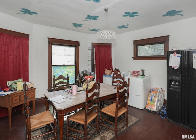 1610 12th Ave, Rock Island, IL 61201 - dining room with wood finished floors, independent washer and dryer, and a chandelier
