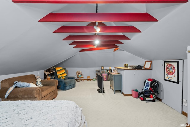 3110 Jefferson Ave, Davenport, IA 52803 - bedroom featuring carpet floors and vaulted ceiling
