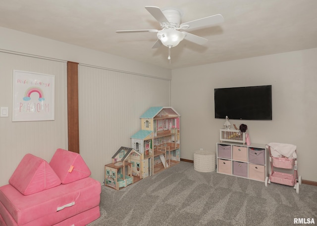 4512 11th Ave Unit C, Moline, IL 61265 - recreation room featuring carpet flooring and ceiling fan