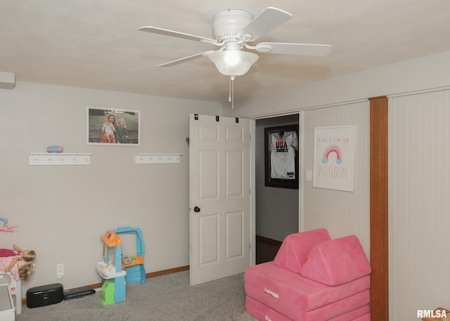 4512 11th Ave Unit C, Moline, IL 61265 - rec room with carpet flooring and ceiling fan
