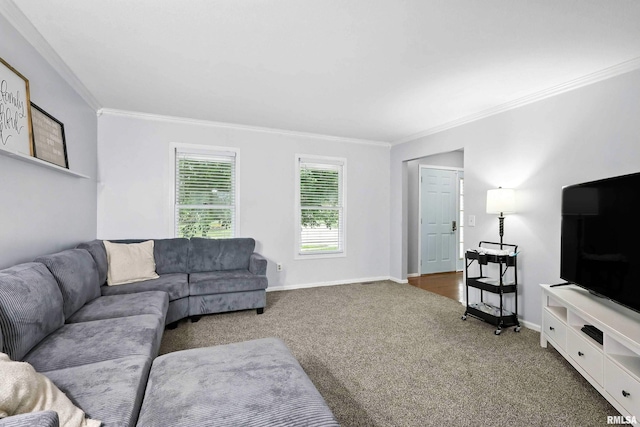 732 W 59th St, Davenport, IA 52806 - carpeted living area with crown molding
