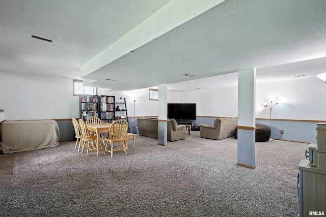 732 W 59th St, Davenport, IA 52806 - living area with carpet flooring and a textured ceiling
