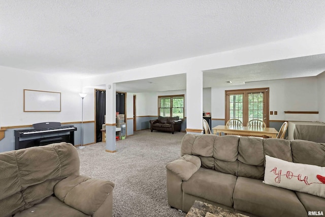 732 W 59th St, Davenport, IA 52806 - living room with a textured ceiling and carpet floors
