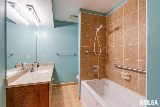 17223 N Cedar Rd, East Moline, IL 61244 - bathroom featuring vanity, tile patterned flooring, and a combined bath / shower with jetted tub