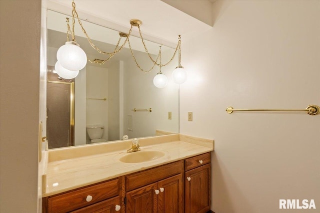 17223 N Cedar Rd, East Moline, IL 61244 - bathroom featuring vanity and an enclosed shower