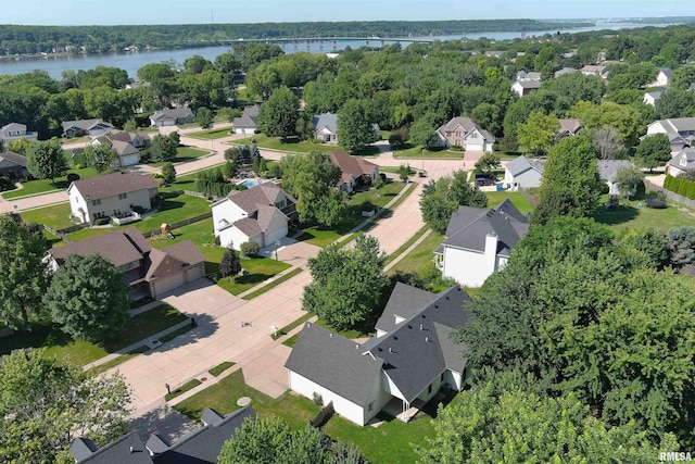 1039 Bluff Ln, Le Claire, IA 52753 - aerial perspective of suburban area with a nearby body of water