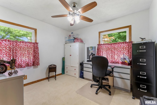 13118 65th Ave, Blue Grass, IA 52726 - home office featuring light carpet and ceiling fan