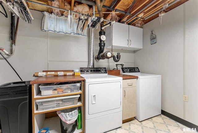 13118 65th Ave, Blue Grass, IA 52726 - laundry area featuring cabinet space, separate washer and dryer, and light flooring