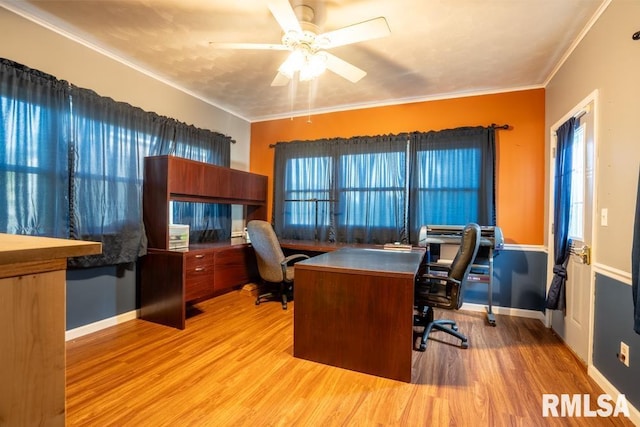 17000 Log Cabin Rd, Marion, IL 62959 - office featuring wood finished floors, ceiling fan, and crown molding