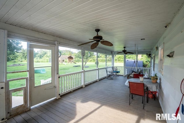 17000 Log Cabin Rd, Marion, IL 62959 - sunroom with ceiling fan and healthy amount of natural light