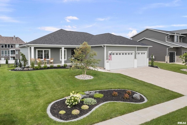 5835 Pigeon Creek Rd, Bettendorf, IA 52722 - ranch-style home featuring a garage, driveway, a porch, and a shingled roof