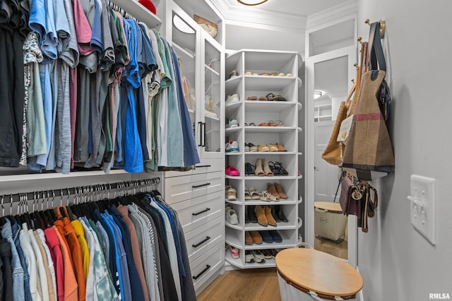 5835 Pigeon Creek Rd, Bettendorf, IA 52722 - spacious closet with dark wood finished floors