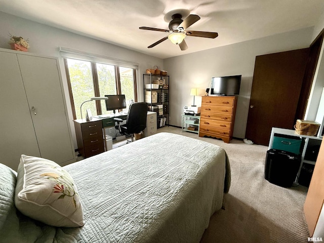 3715 35th St Unit 3, Moline, IL 61265 - bedroom featuring light carpet, a desk, and ceiling fan
