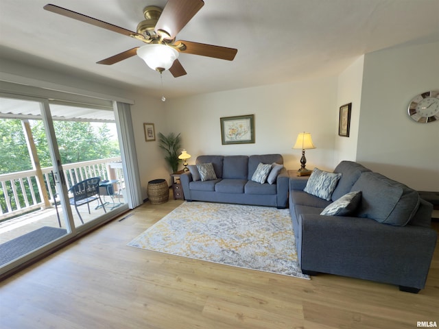 3715 35th St Unit 3, Moline, IL 61265 - living area featuring wood finished floors and ceiling fan