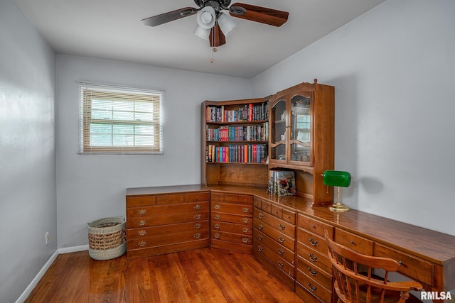 3118 W Denison Ave, Davenport, IA 52804 - office area featuring wood finished floors and ceiling fan