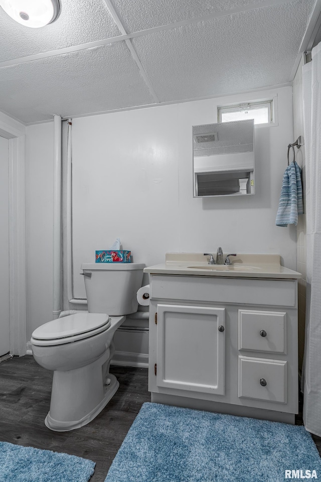 3118 W Denison Ave, Davenport, IA 52804 - bathroom featuring wood finished floors, vanity, and a textured ceiling
