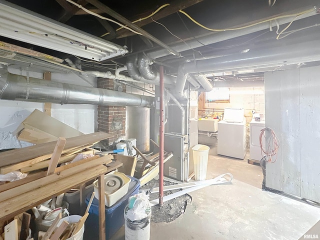 1426 32nd St, Rock Island, IL 61201 - unfinished basement with washing machine and dryer and a sink