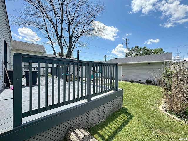 1426 32nd St, Rock Island, IL 61201 - view of green lawn featuring a wooden deck