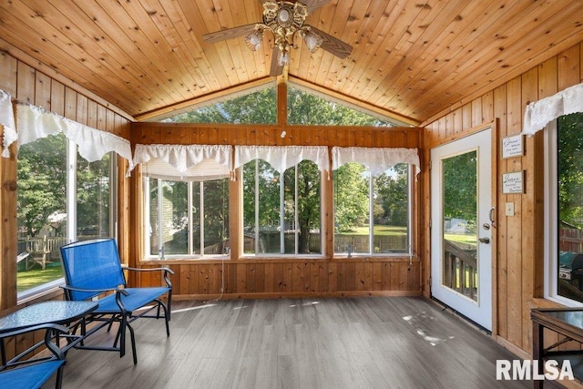 2917 W 65th St, Davenport, IA 52806 - unfurnished sunroom with lofted ceiling and ceiling fan