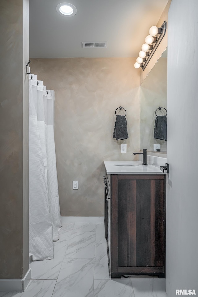 1715 65th Ave W, Rock Island, IL 61201 - full bath featuring vanity, marble look tiles, and curtained shower