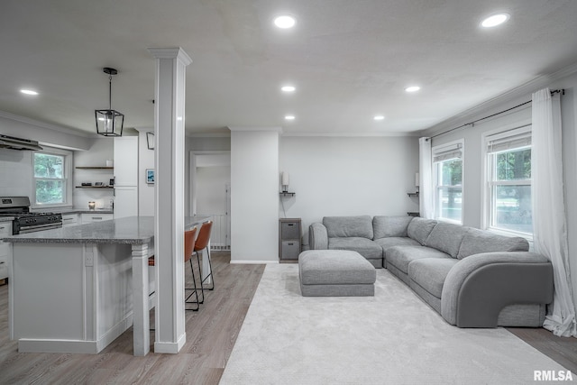 1715 65th Ave W, Rock Island, IL 61201 - living area with ornamental molding, recessed lighting, and light wood finished floors