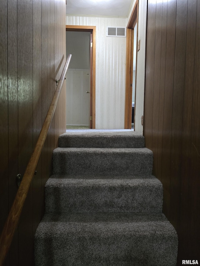 507 S Church St, Albany, IL 61230 - staircase featuring wood walls