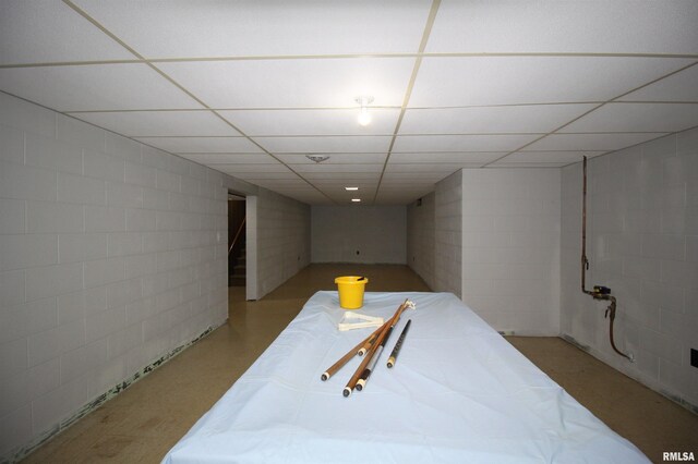 1524 W 4th St, Milan, IL 61264 - finished basement featuring a drop ceiling and concrete block wall