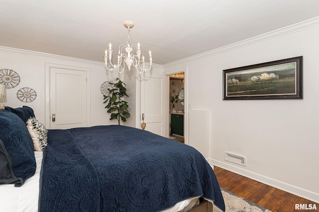 3205 Crestline Dr, Davenport, IA 52803 - bedroom with a chandelier, wood finished floors, and ornamental molding