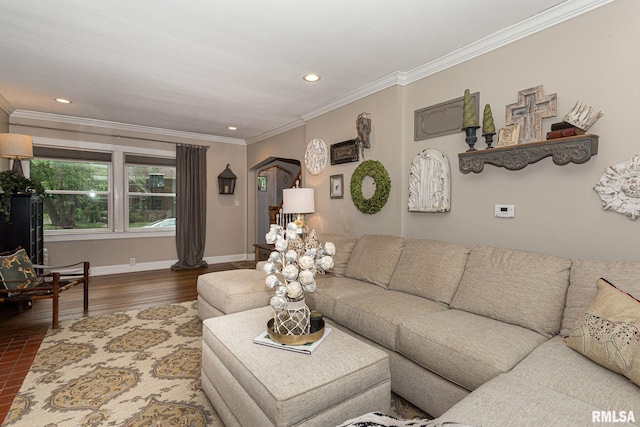 3205 Crestline Dr, Davenport, IA 52803 - living room featuring recessed lighting and crown molding