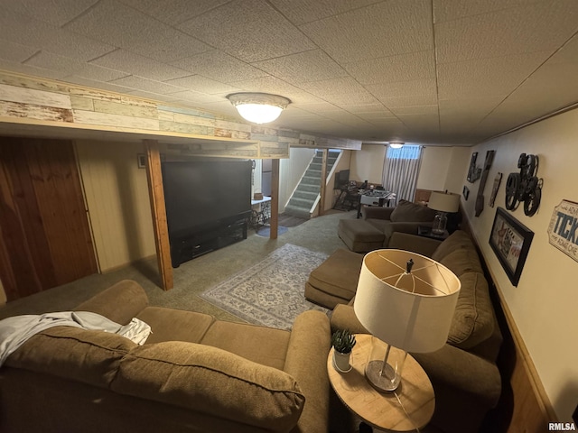 3125 Pershing Blvd, Clinton, IA 52732 - living room featuring stairway and carpet flooring