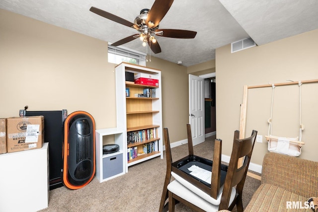 1309 5th St, Orion, IL 61273 - carpeted office with a ceiling fan and a textured ceiling