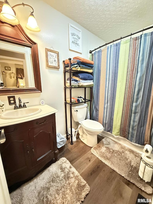 501 N Cambridge Dr, Desoto, IL 62924 - bathroom featuring vanity, wood finished floors, and a textured ceiling