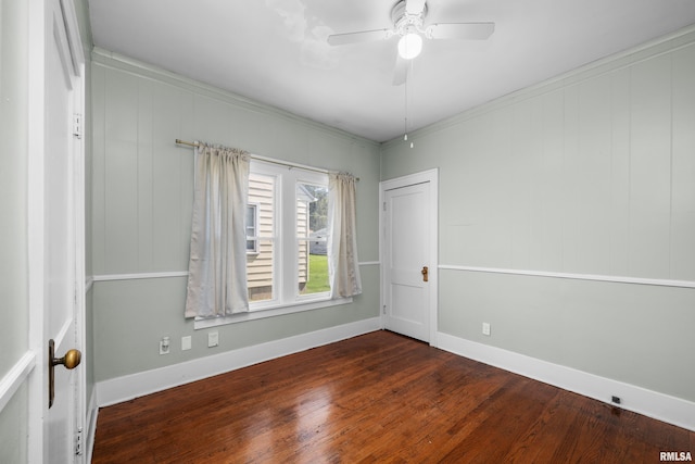 1207 N Marquette St, Davenport, IA 52804 - unfurnished room featuring wood finished floors, a ceiling fan, and crown molding