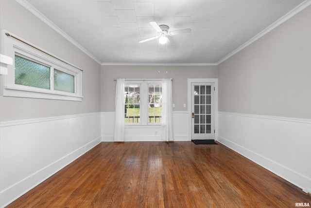 1207 N Marquette St, Davenport, IA 52804 - unfurnished room featuring hardwood / wood-style flooring, ceiling fan, and crown molding