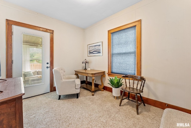 517 E 29th Pl, Davenport, IA 52803 - living area featuring crown molding and carpet floors