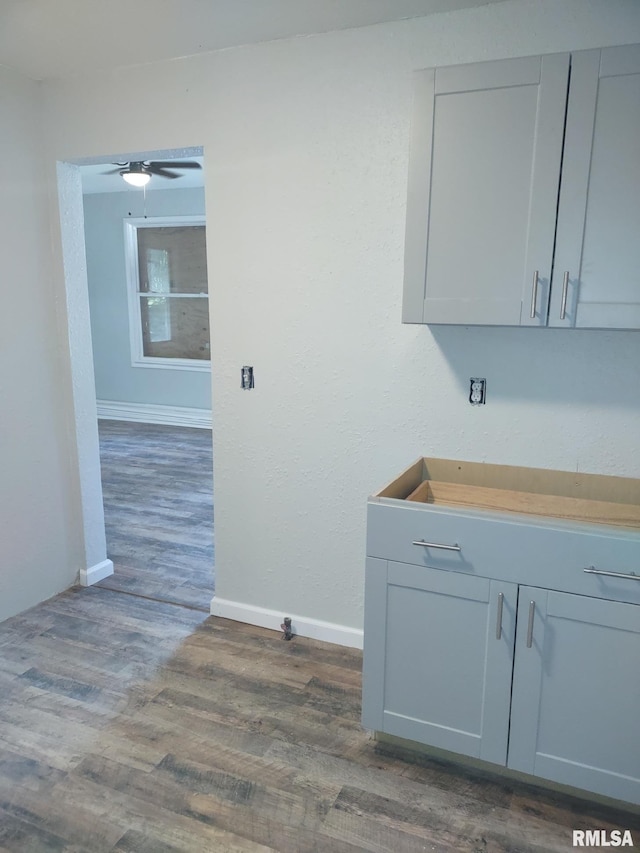 1319 Warren St, Davenport, IA 52804 - kitchen featuring dark wood finished floors and ceiling fan