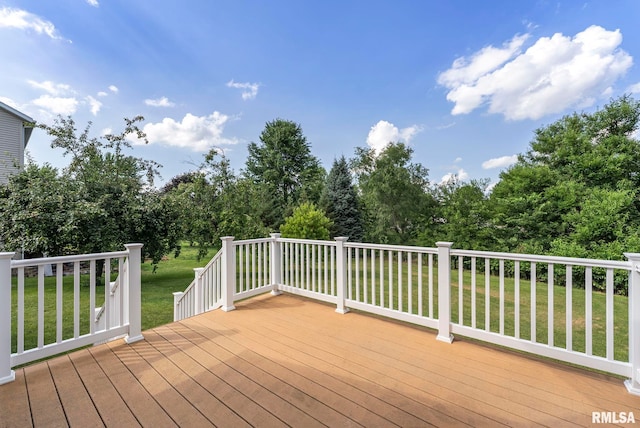 5320 Appleton Dr, Davenport, IA 52804 - wooden terrace featuring a lawn and view of wooded area